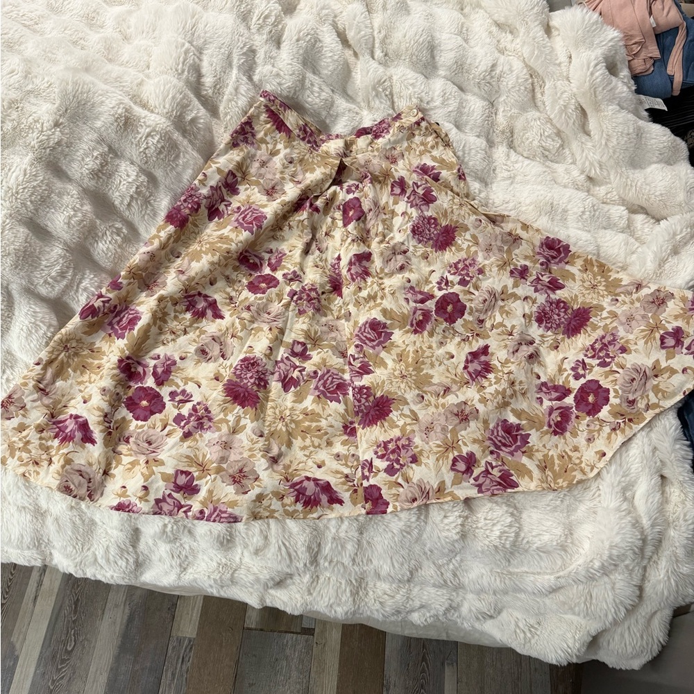 Vintage pink, burgundy, and tan Herman Geist Boho skirt size 12